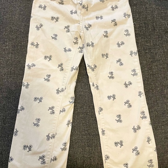 Girl’s Oshkosh B’gosh White Denim Pants with Bicycle Print - Picture 2 of 3